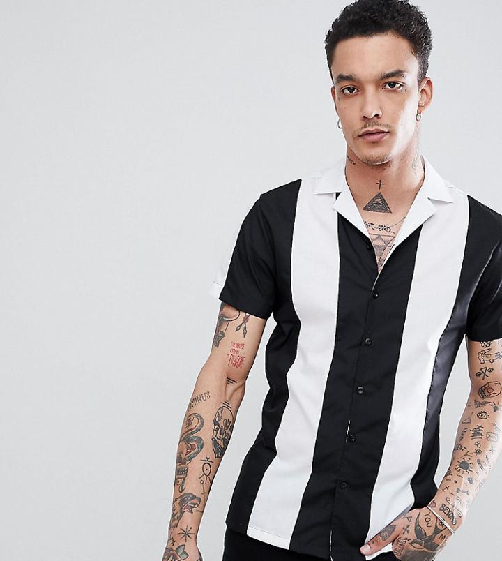 Heart & Dagger Cut And Sew Revere Collar Shirt - Black