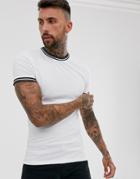 Asos Design Skinny T-shirt With Stretch And Tipping In White