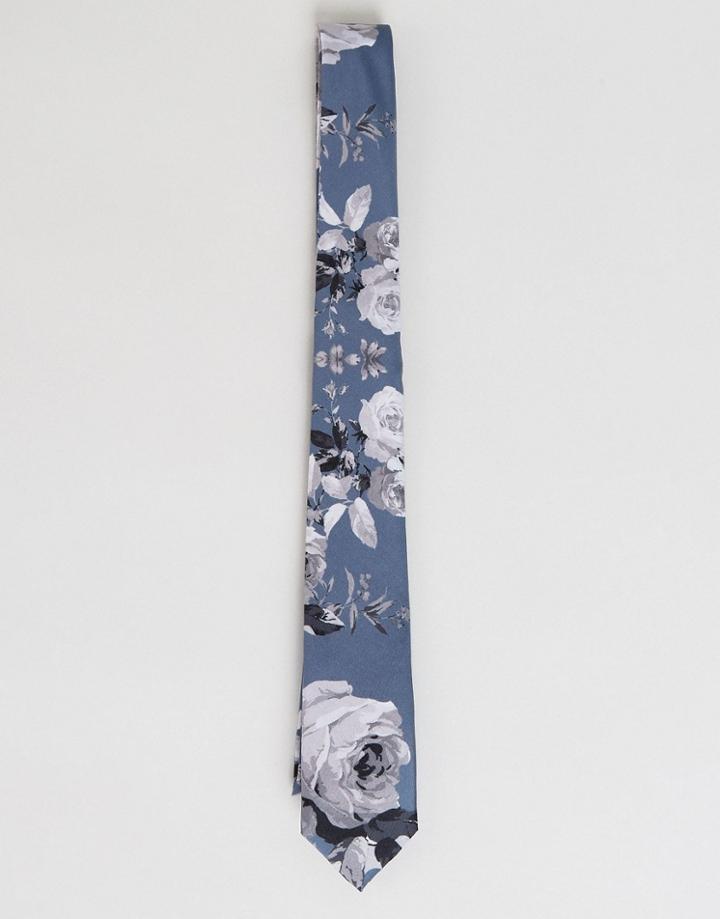 Asos Tie In Floral Print - Gray