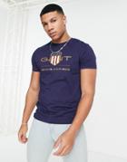 Gant T-shirt With Large Shield Logo In Navy
