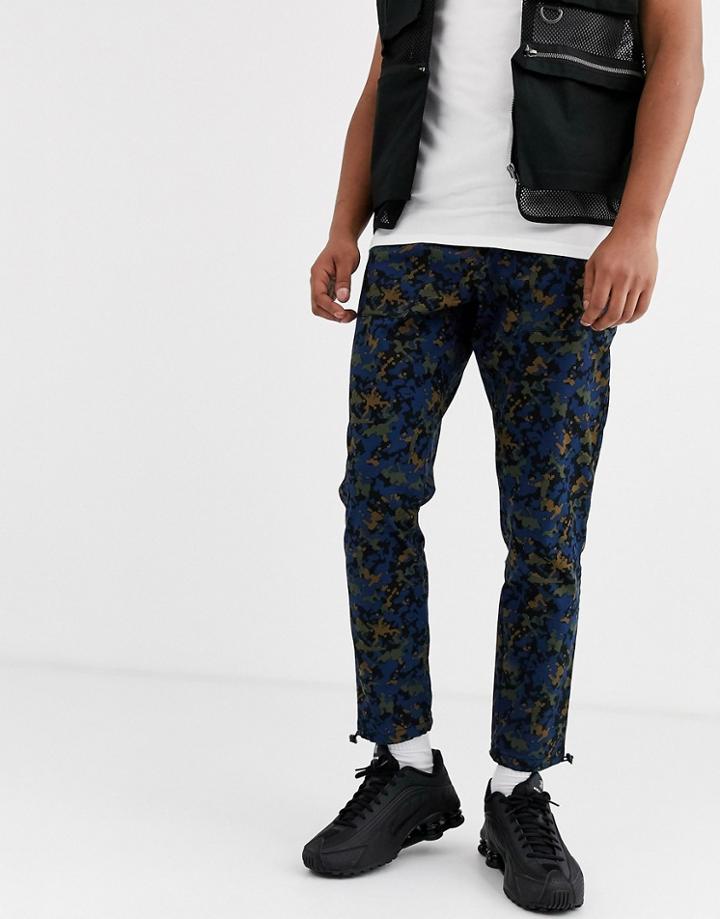 Asos Design Camo Sweatpants With Belt-navy