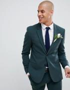 River Island Wedding Super Skinny Suit Jacket In Dark Green