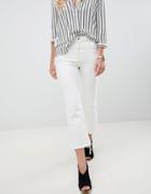 Asos Design Rigid Crop Kick Flare Jeans In Off White With Raw Hem - White