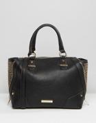 Dune Studded Tote Bag With Zipable Gusset - Black