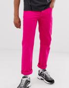 Asos Design Original Fit Jeans In Bright Pink
