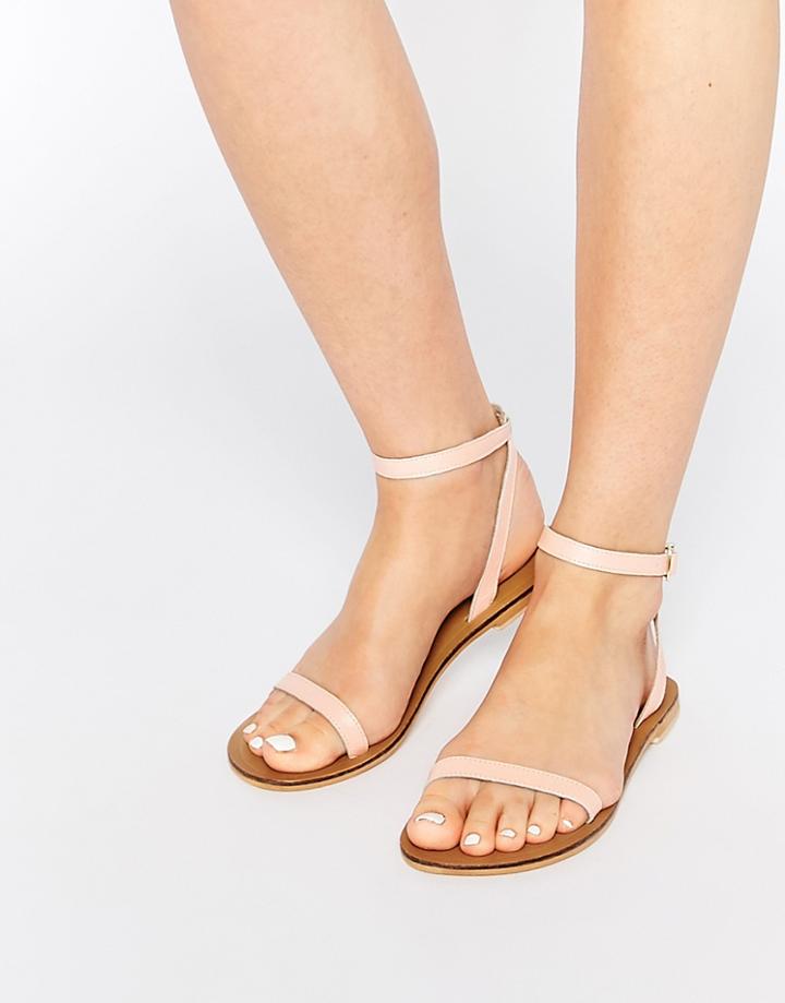 Asos Finlay Leather Flat Sandals - Pink