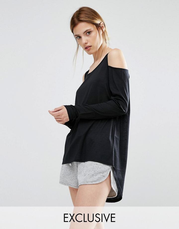 Stitch & Pieces Cold Shoulder Top - Black