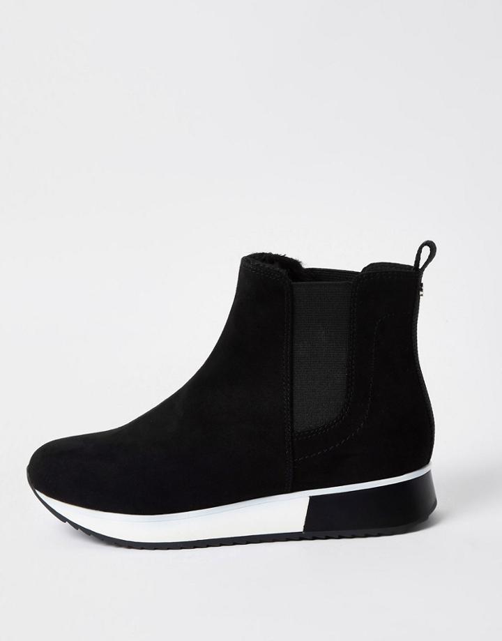 River Island High Top Chlesea Sneakers In Black