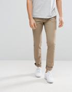 Celio Straight Fit Chinos In Tan - Tan