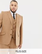 Gianni Feraud Plus Slim Fit Wool Blend Suit Jacket - Brown