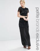 Maya Petite Tonal Embellished Detail Maxi Skirt - Black