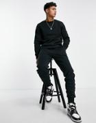 Threadbare Crew Neck Sweatshirt & Jogger Tracksuit Set In Black
