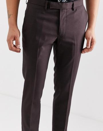 Moss London Slim Fit Pants In Brown - Brown