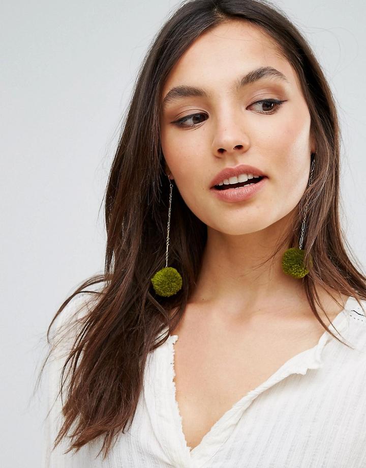 Rock N Rose Tabitha Pom Pom Drop Statement Earrings - Gold