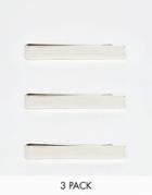 Asos Wedding Tie Bar 3 Pack Save 20% - Silver
