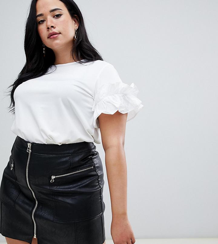 Coast Plus Ingrid Frill Sleeve T-shirt - White