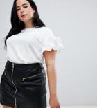 Coast Plus Ingrid Frill Sleeve T-shirt - White