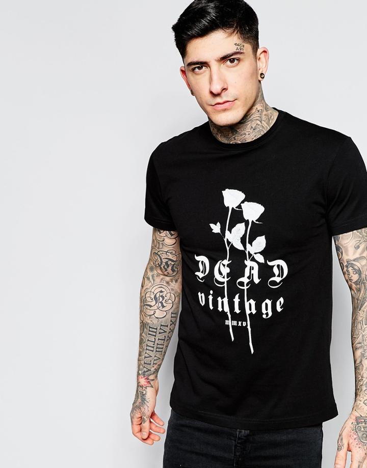 Dead Vintage Double Rose T-shirt - Black