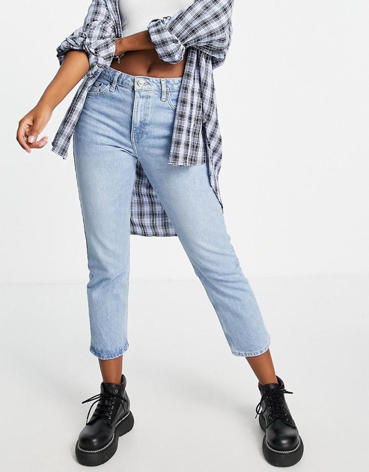 Topshop Straight Organic Cotton Jean With Clean Hem In Bleach-blues