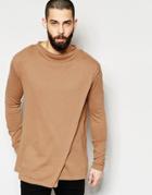 Asos Sweater With Zip Back And Funnel Neck - Brown