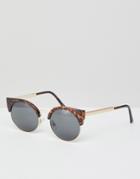 Monki Cat Eye Sunglasses In Gold And Tortoise - Brown