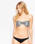 South Beach Leopard Print Twist Bandeau Bikini Top - Leopard Print