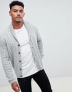 Asos Design Cable Cardigan In Light Gray - Gray