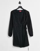 Urban Threads Wrap Dress In Glitter Check-black