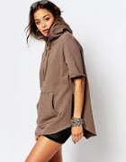 Criminal Damage Distressed Short Sleeve Hoodie - Mushroom