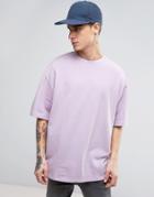 Asos Oversized Short Sleeve Sweatshirt In Purple - Purple
