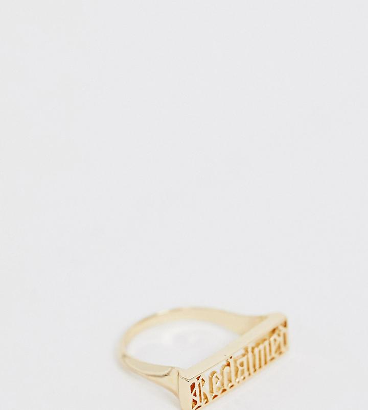 Reclaimed Vintage Inspired Logo Sovereign Ring - Gold