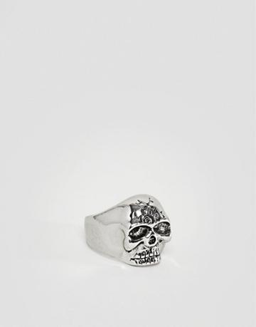 Rebel Heritage Memento Skull Ring In Silver - Silver