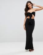 Asos Bow Front Bandeau Maxi Dress - Black