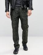 Asos Straight Pants In Tonal Camo Design - Green