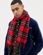 Glen Lossie Plaid Lambswool Scarf - Red