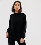 Mango Double Faced Crew Neck Sweater In Black