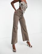 Mango Wide Leg Jeans In Mushroom-brown