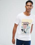 Jack & Jones Originals T-shirt With Retro Beach Print - White