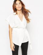 Asos Obi Band Wrap Blouse - White