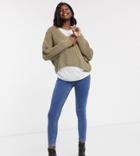 Topshop Maternity Joni Over Bump Skinny Jeans In Mid Wash Blue-blues