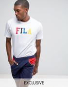 Fila Black T-shirt With Color Block Large Logo In White Exclusive To Asos - White