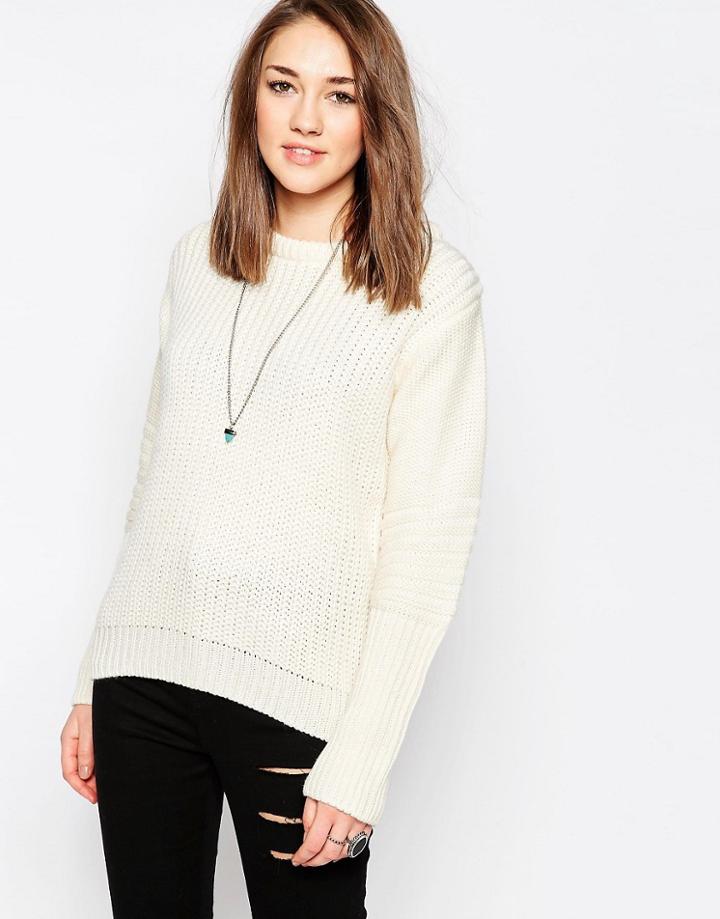 Brave Soul Ribbed Sweater - Cream