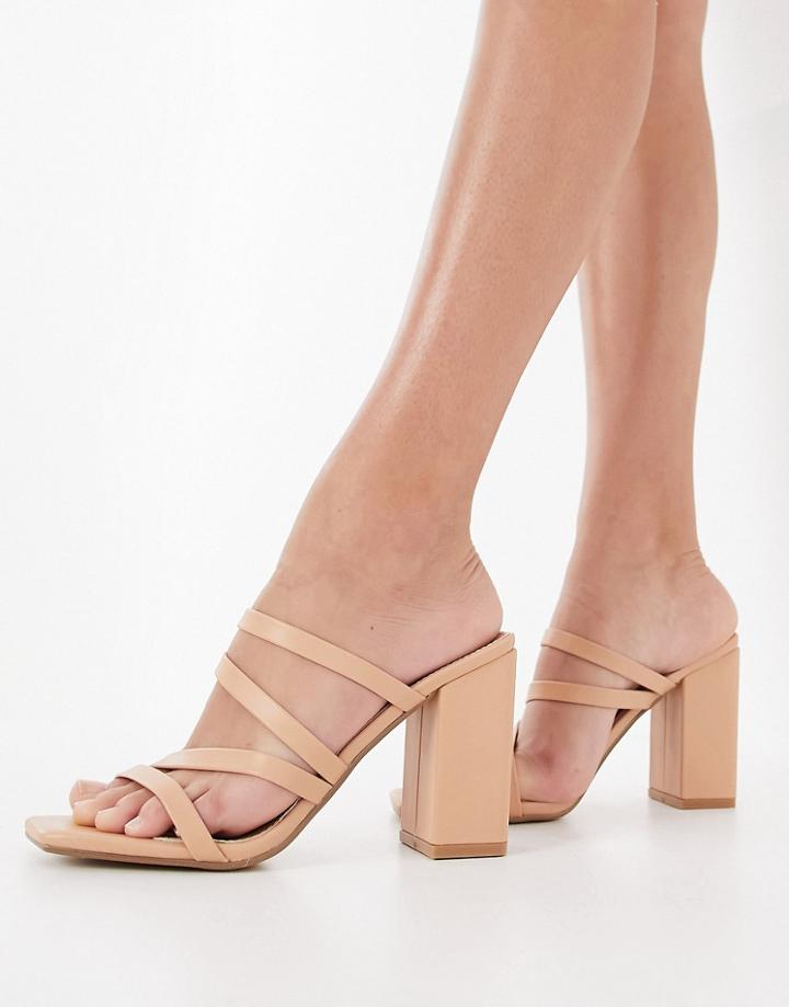Public Desire Kalia Strappy Mules In Beige-neutral