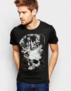 Blend T-shirt Crew Neck Slim Fit New York Riders Print In Black - Black