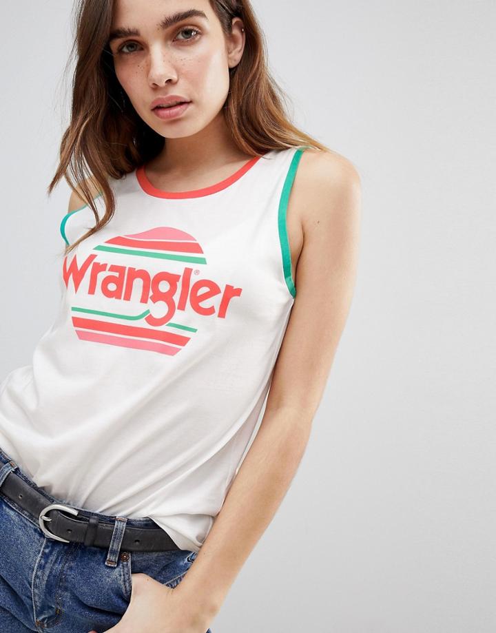 Wrangler Sunset Stripe Logo Tank - White