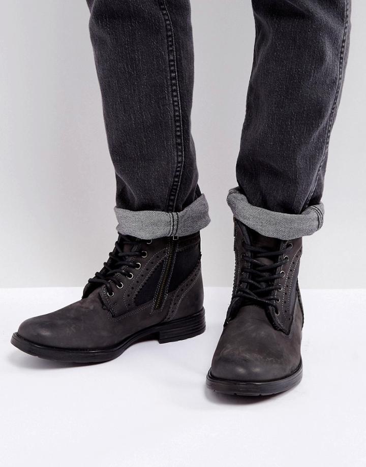 Steve Madden Gannon Brogue Boots In Gray - Gray