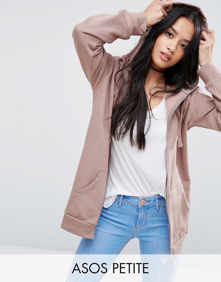 Asos Petite Ultimate Oversized Zip Through Hoodie - Beige