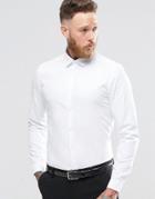 Asos Smart Shirt In White Dobby Texture In Regular Fit - White