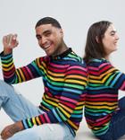 Asos Design X Glaad & Long Sleeve T-shirt With High Neck And Embroidery - Multi