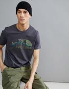 The North Face Mountain Logo Print T-shirt In Dark Gray - Gray